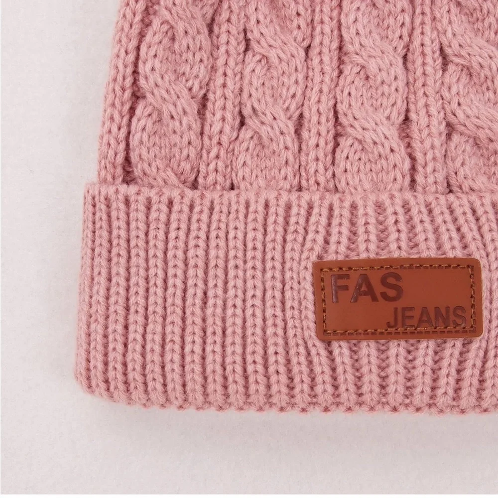FAS JEANS Pink Cute Comfortable Keep Warm Pom-Pom Hat